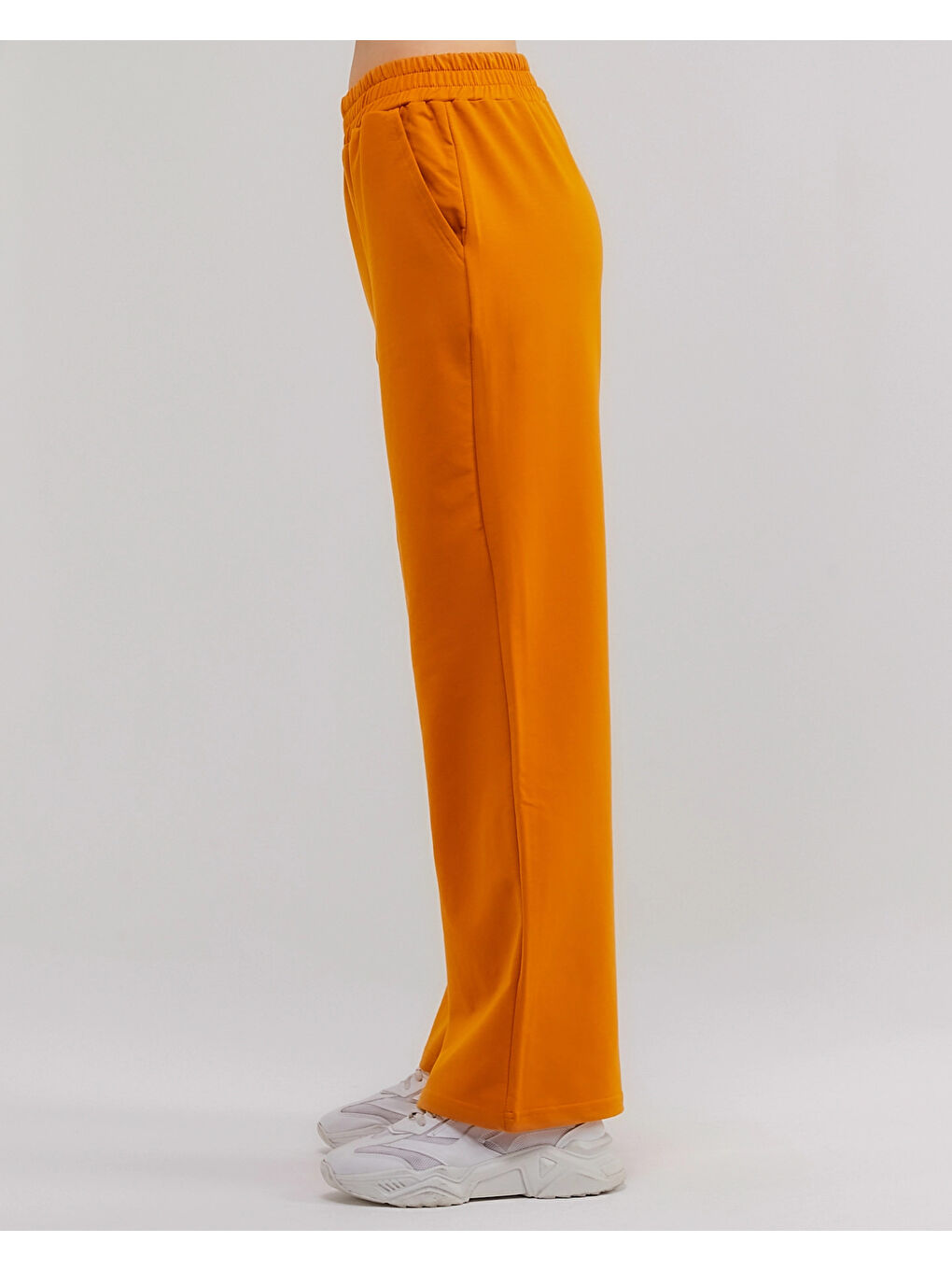 Sarı Beli Lastikli Bol Paça Kadın Eşofman Altı N003-3