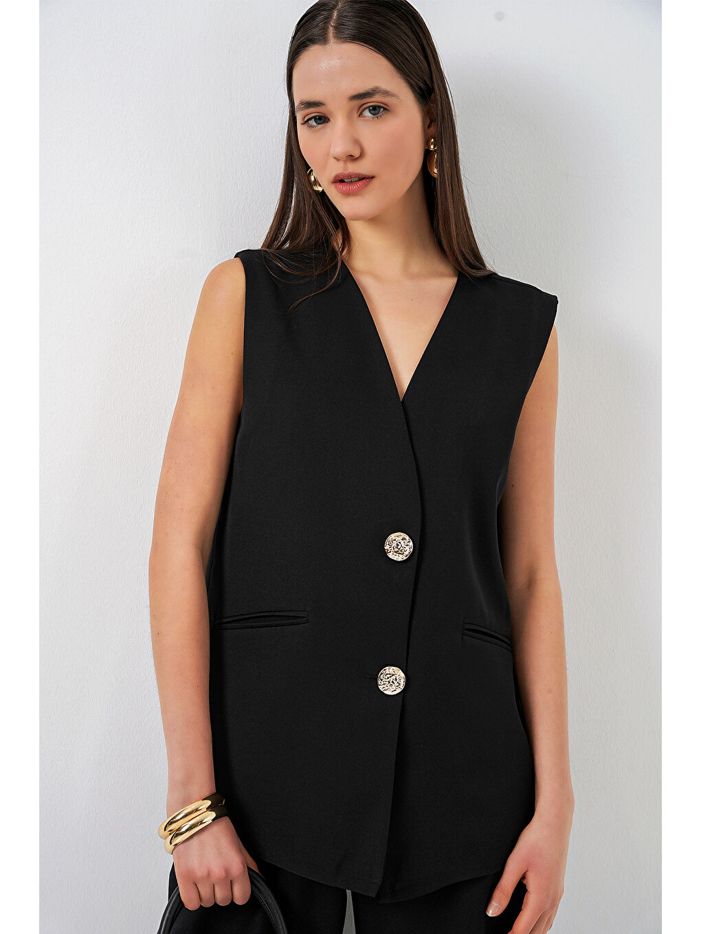 Kadın Yelek Pantolon İkili Takım 30086 - Siyah-1