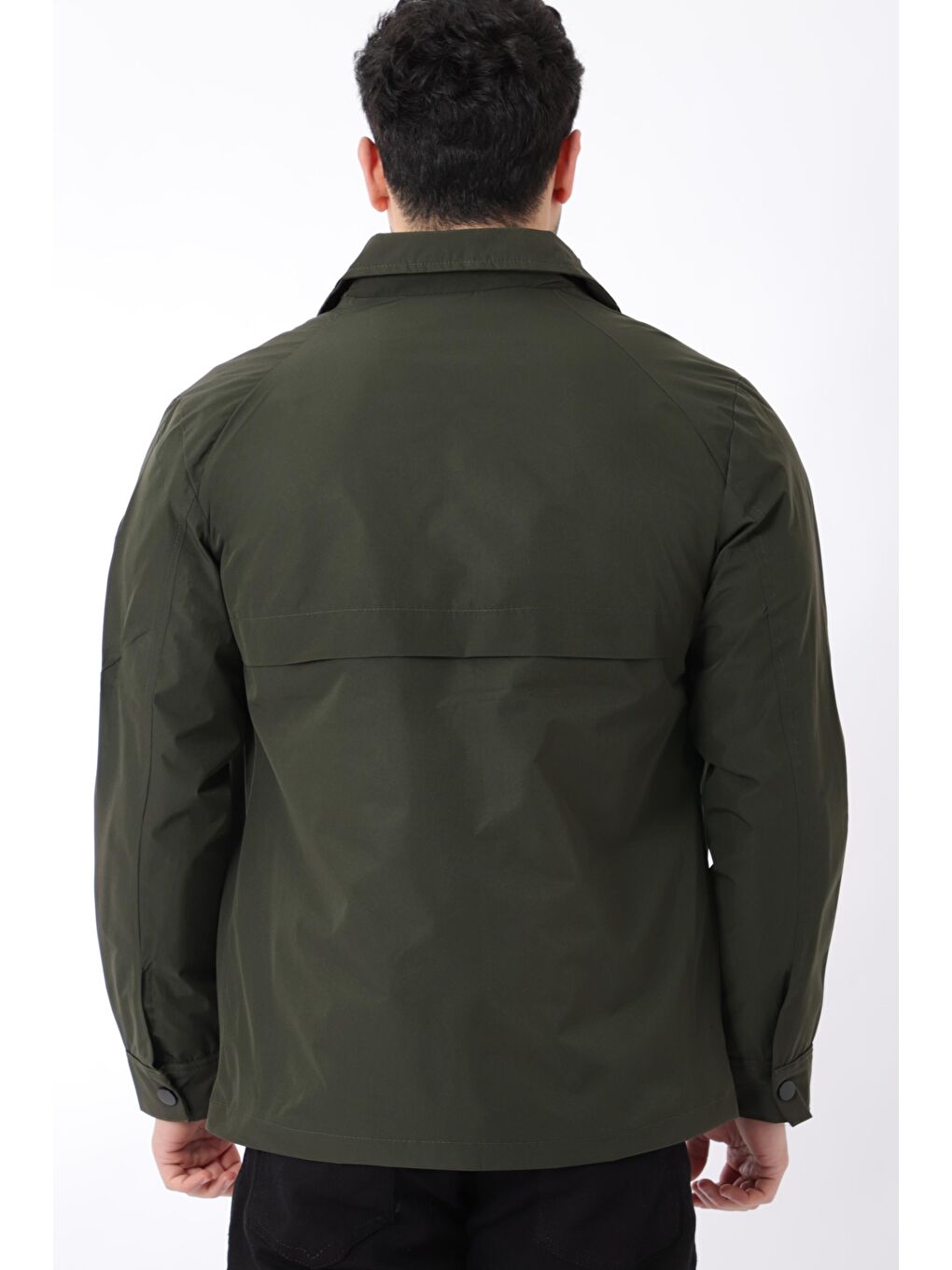 Haki Spor Elastan Kumaş Çıtçıtlı Yakalı Yağmurluk/Mevsimlik PLDP 2976_60291-4