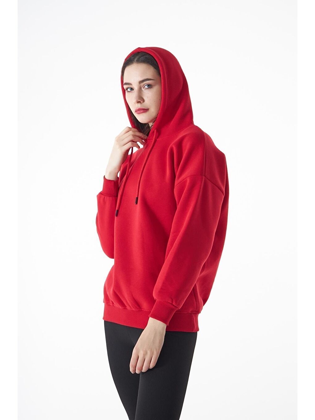 Kırmızı Kadın Oversize Sweatshirt-3