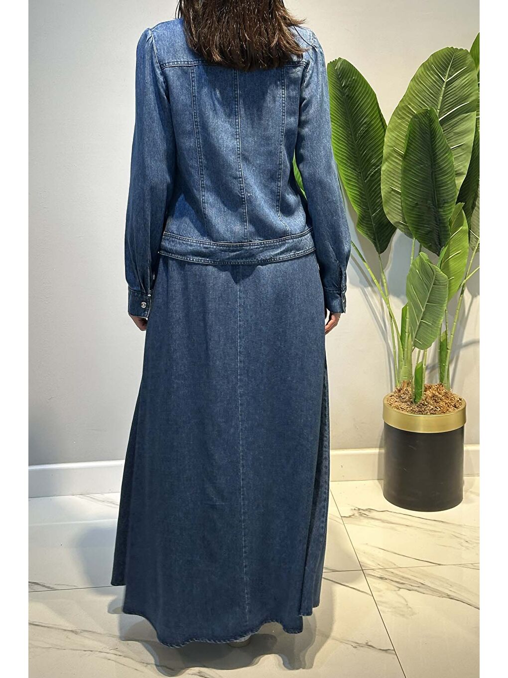 Mavi Taş Detaylı Etekli Jean Takım 19527 Denim-3