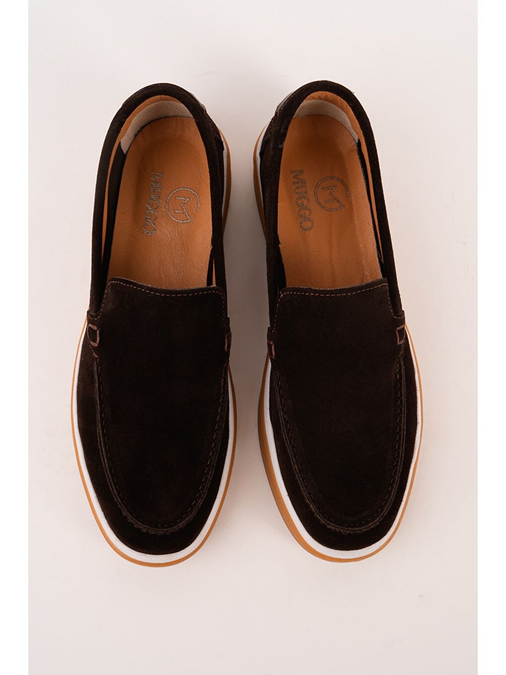 Kahverengi COVENT Hakiki Süet Deri Bağcıksız Erkek Günlük Loafer Ayakkabı-4