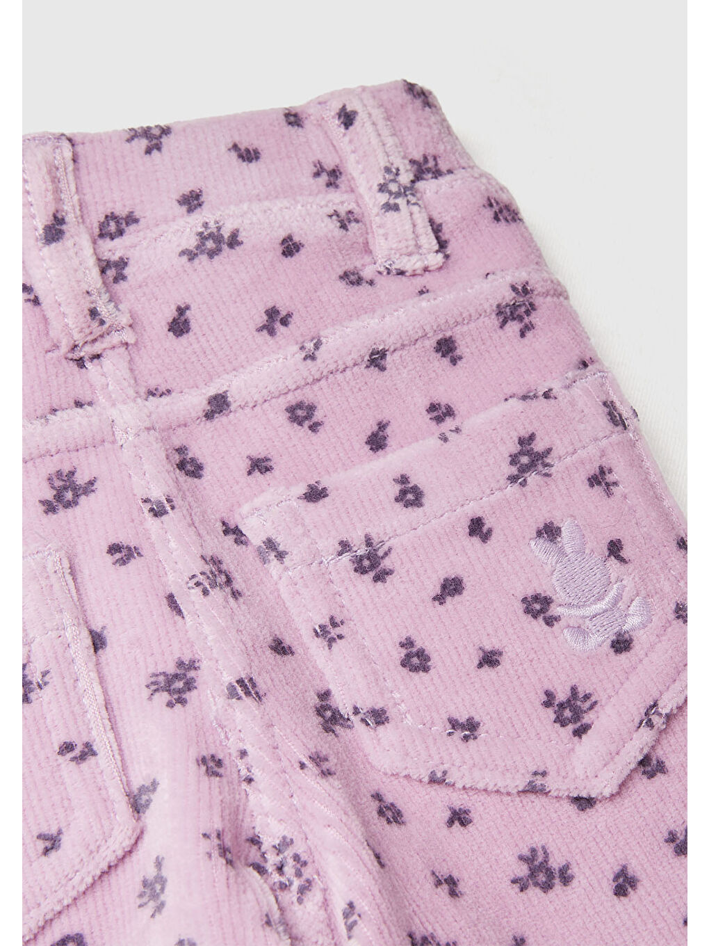 Bebek Lila Tamamı Desenli Düğmeli Cepli Pantolon-2