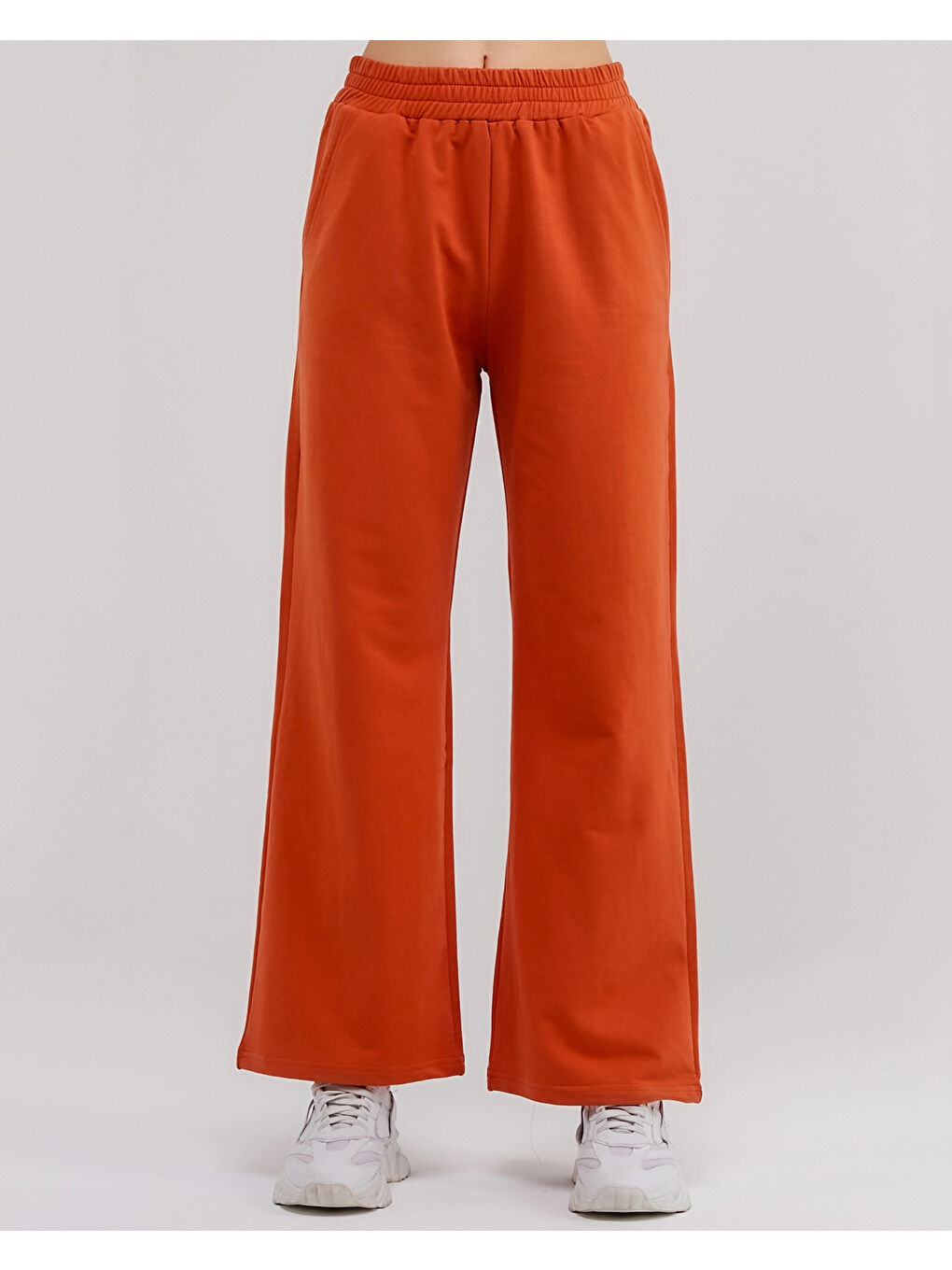 Kahverengi Beli Lastikli Bol Paça Kadın Eşofman Altı N003-2