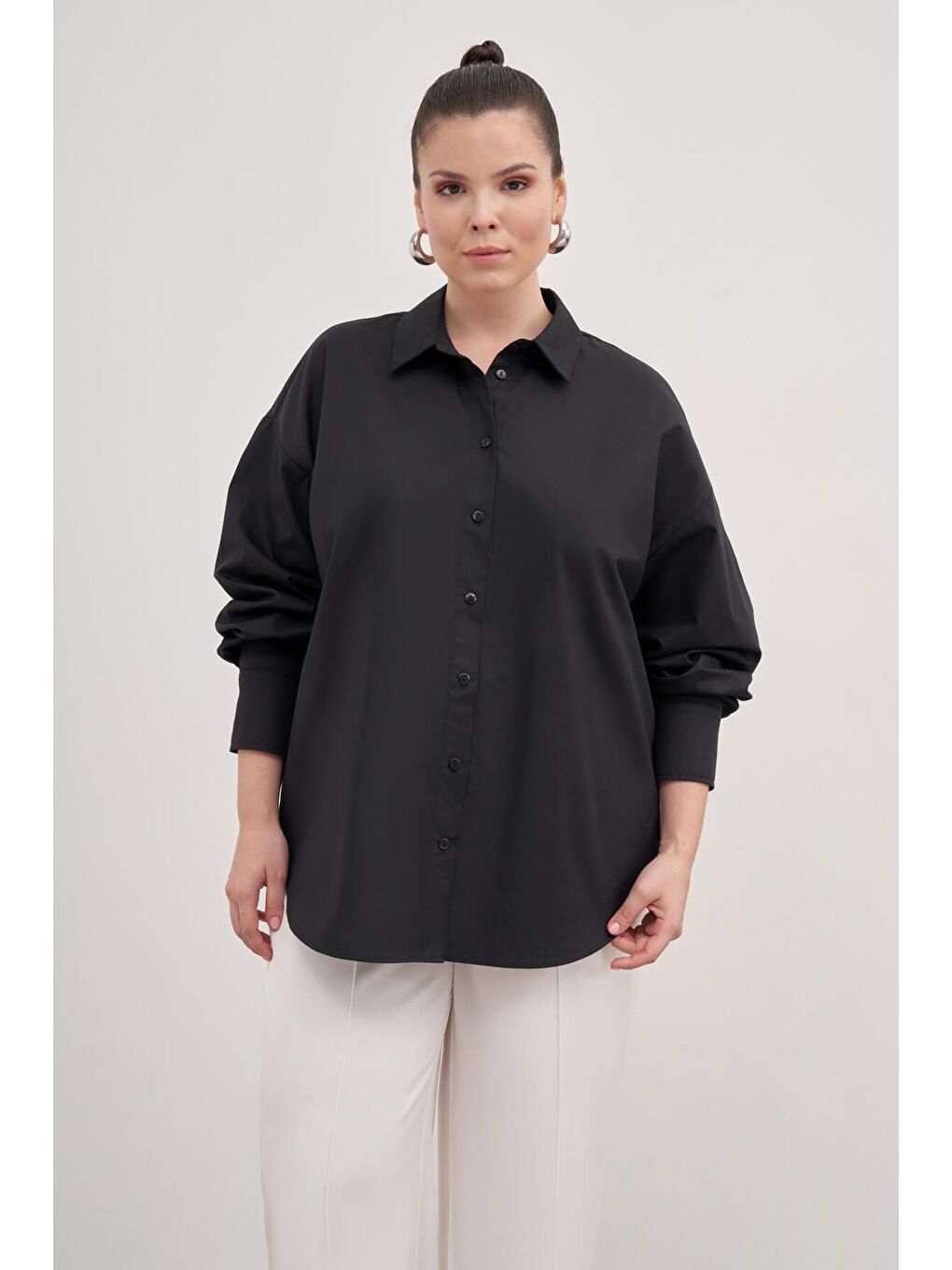 Mylinemoda Siyah Basic Poplin Gömlek