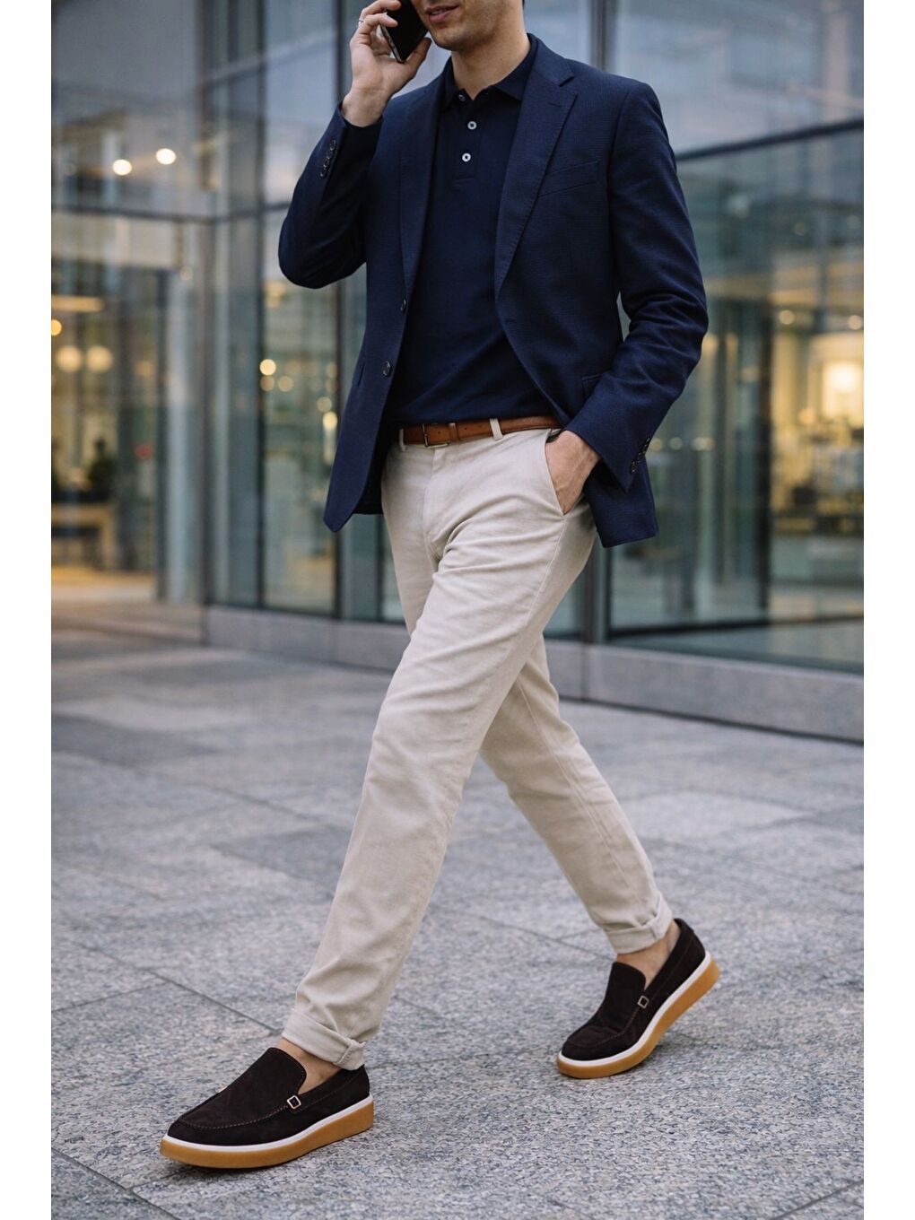 Kahverengi COVENT Hakiki Süet Deri Bağcıksız Erkek Günlük Loafer Ayakkabı-6