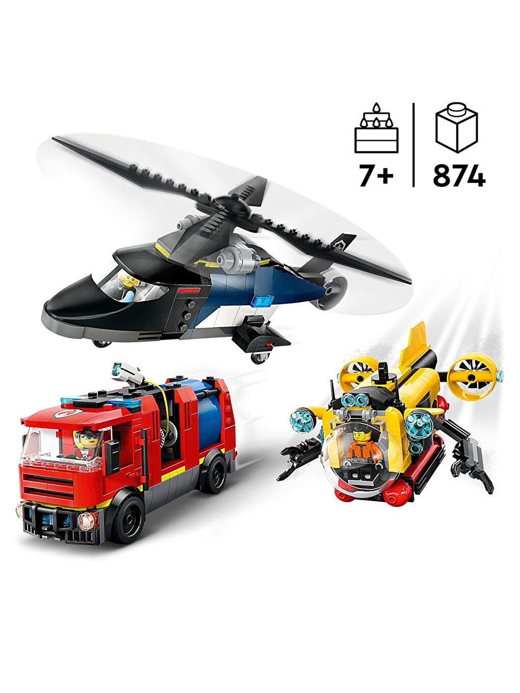 City Helikopter, İtfaiye Kamyonu ve Denizaltı Karışımı 60462-3