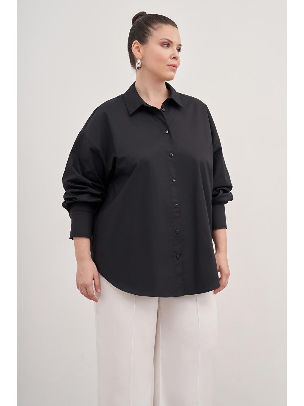 Mylinemoda Siyah Basic Poplin Gömlek - 1