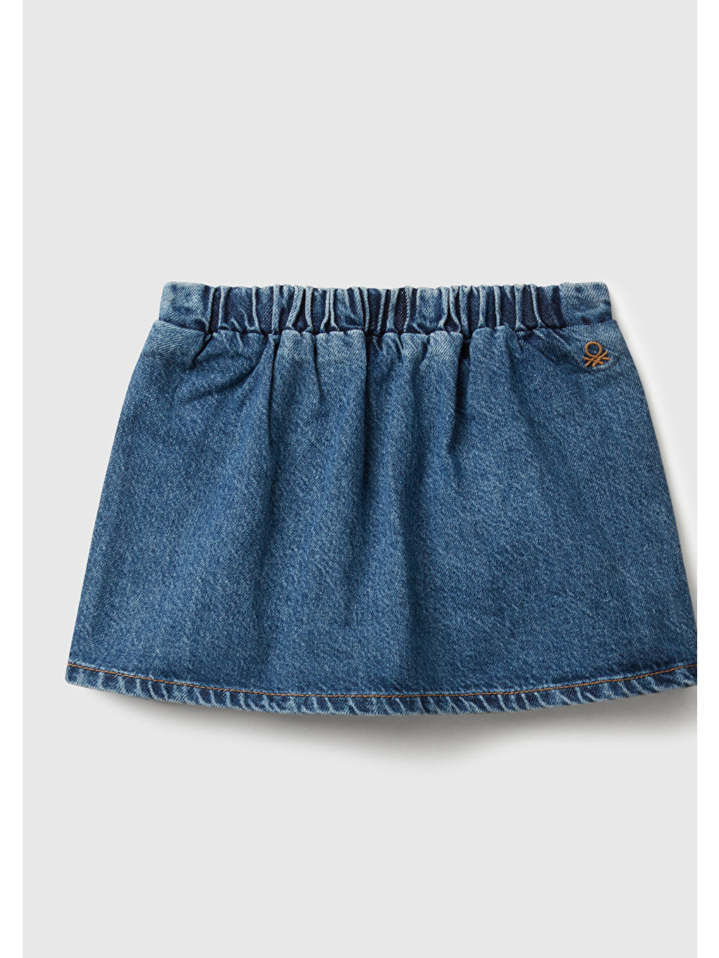 Kız Çocuk Koyu Mavi Kalp Düğmeli Önü Pileli Beli Lastikli Etek-1