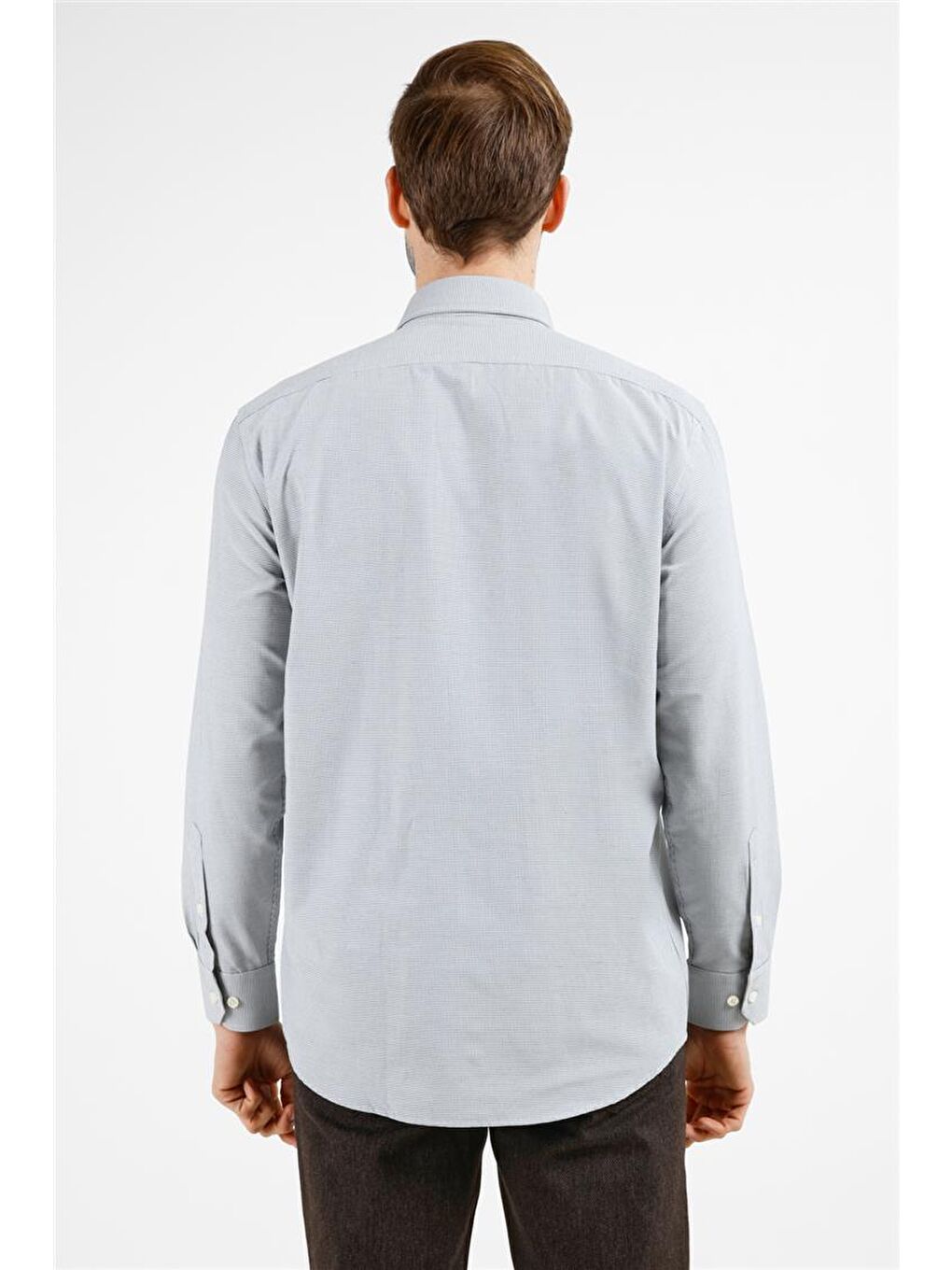 Siyah - Beyaz Kareli Desen Sert Yaka Uzun Kol Cepli Comfort Fit Pamuklu Gömlek 1004255221-4