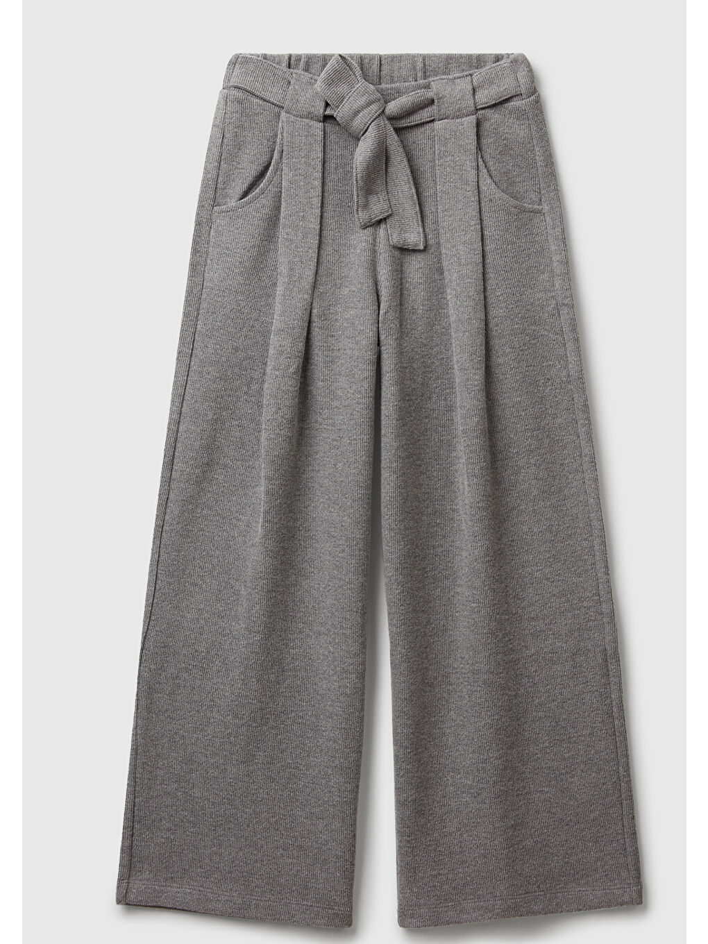 Gri Kız Çocuk Antrasit Melanj Önü Pile Detaylı Beli Bağlamalı Arkası Lastikli Eşofman Altı