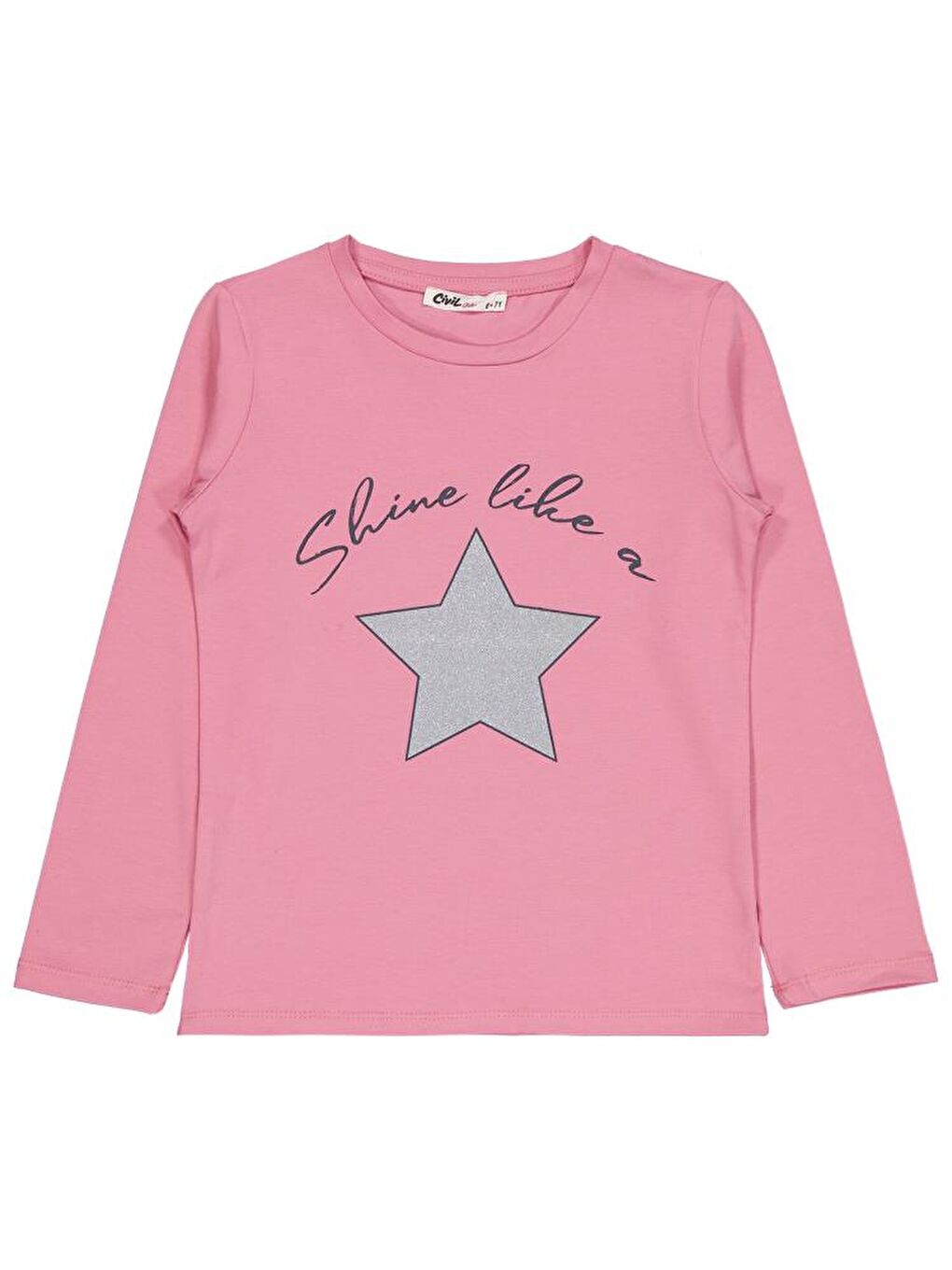 Girls Yıldız Baskılı 6-9 Yaş Sweatshirt - Pembe 9-10 Yaş