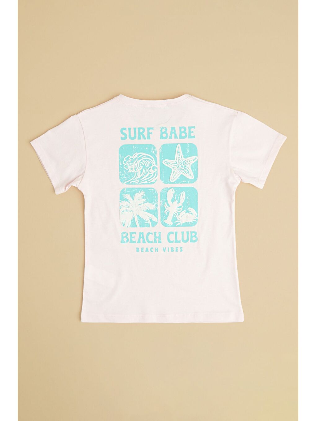 Pembe Surf Babe Yazı Baskılı Kız Çocuk Tişört-1