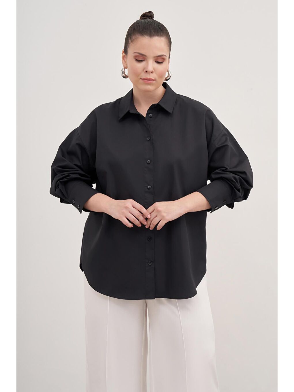 Mylinemoda Siyah Basic Poplin Gömlek - 4