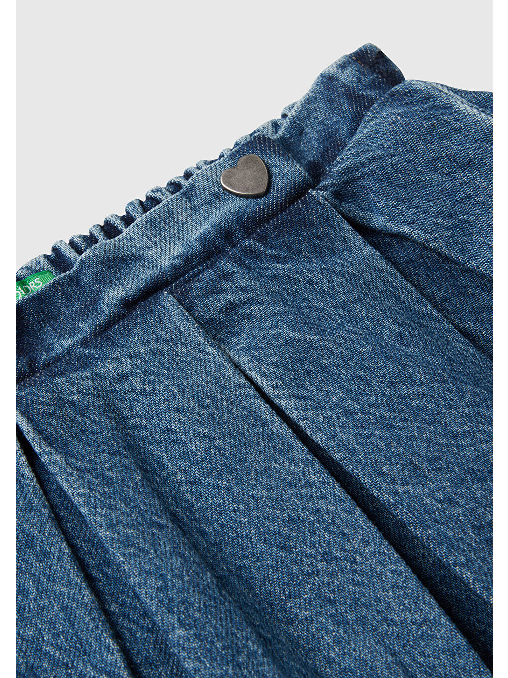 Kız Çocuk Koyu Mavi Kalp Düğmeli Önü Pileli Beli Lastikli Etek-2