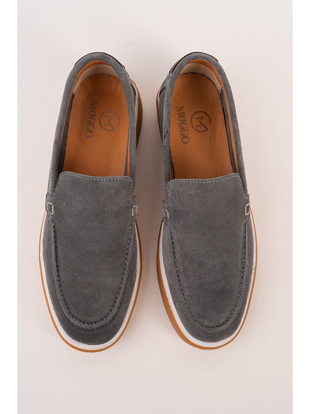 Gri COVENT Hakiki Süet Deri Bağcıksız Erkek Günlük Loafer Ayakkabı-4