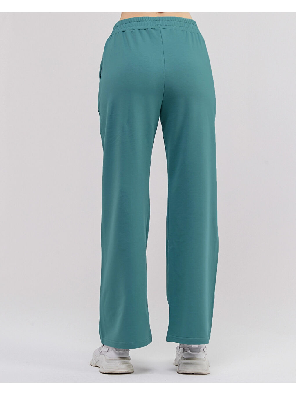 Turkuaz Beli Lastikli Bol Paça Kadın Eşofman Altı N003-4