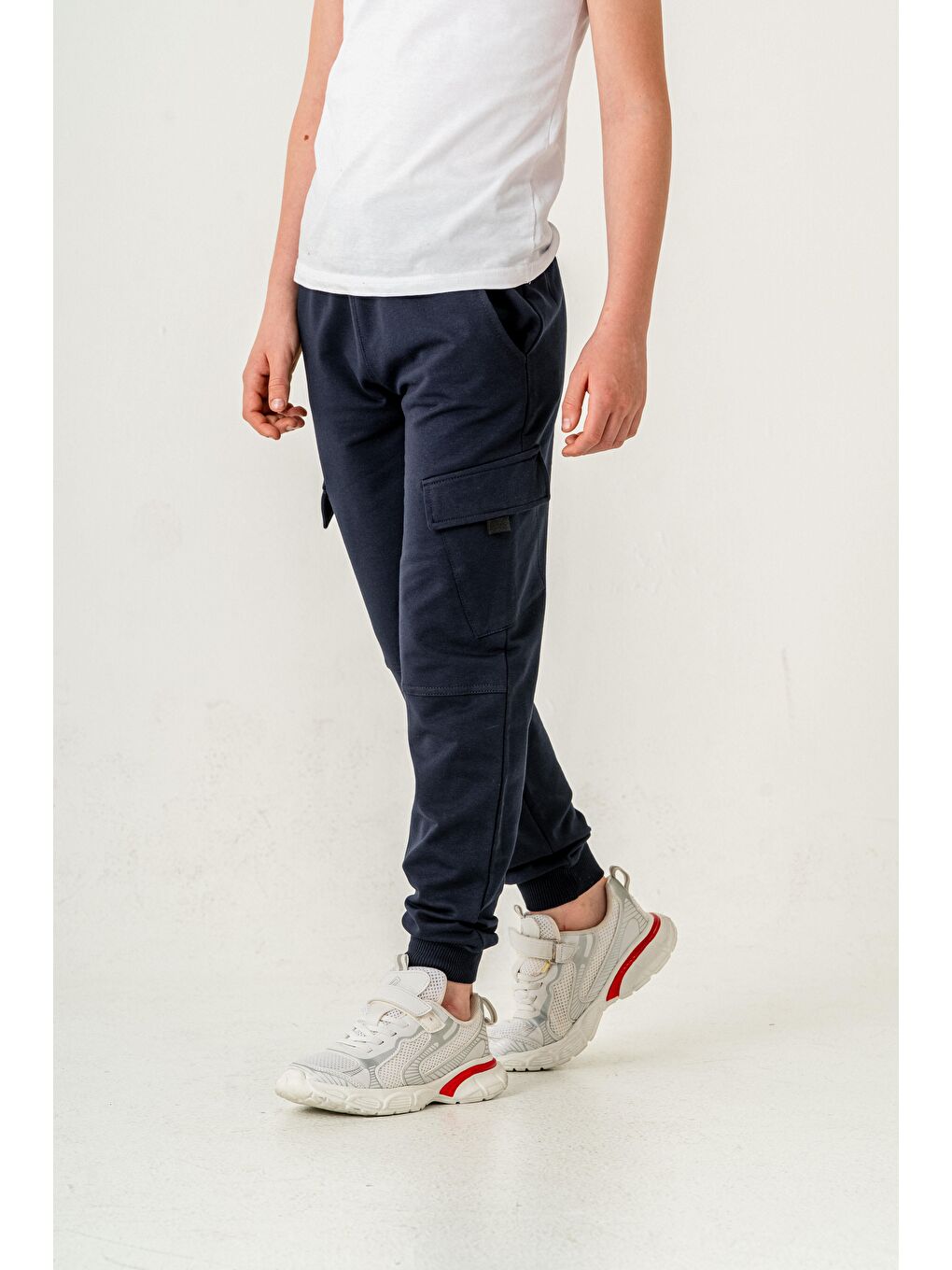 Lacivert Çift Kargo Cepli Cep Kapagı Balıksırtlı Erkek Çocuk Eşofman Altı-2