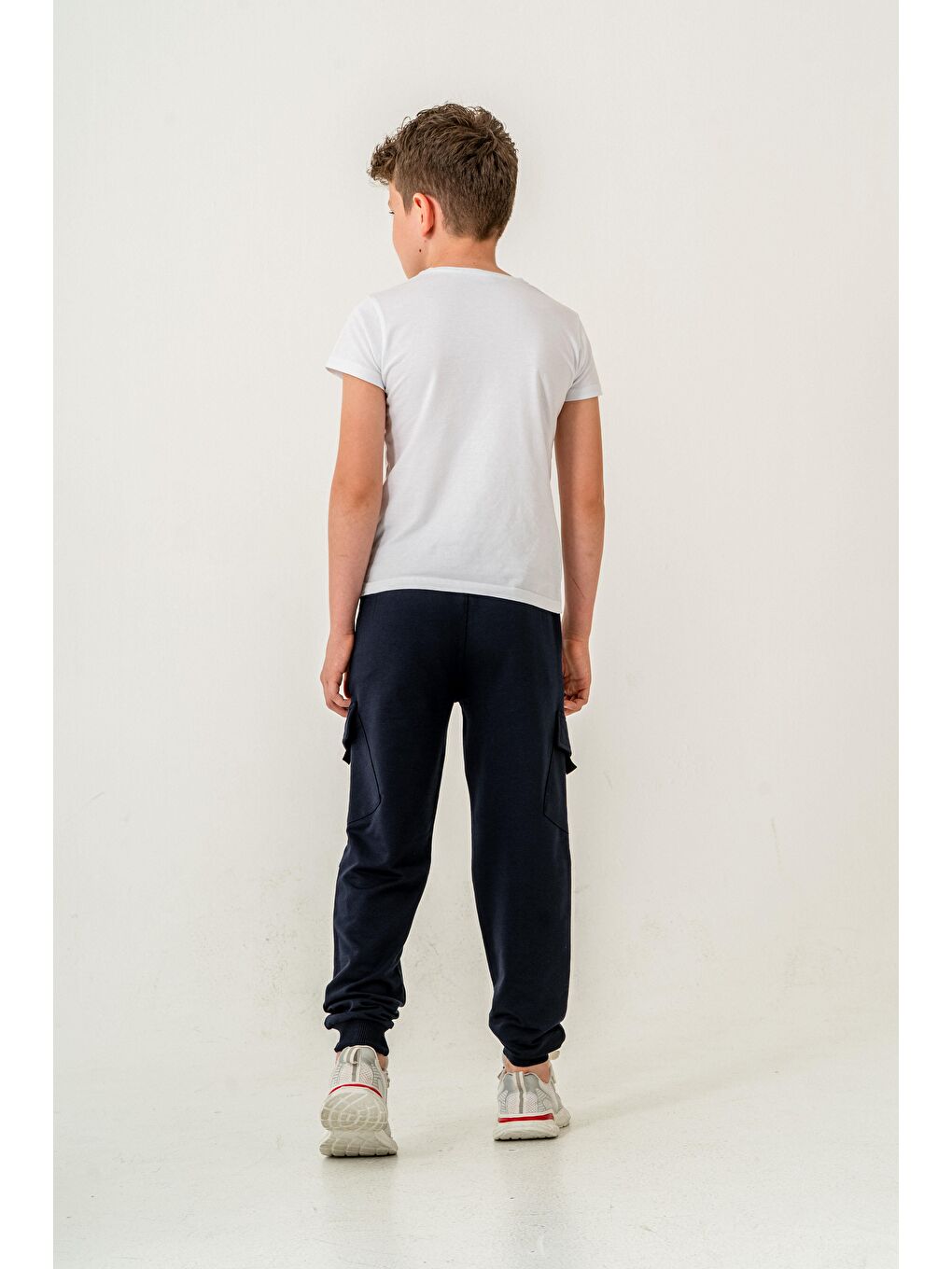 Lacivert Çift Kargo Cepli Cep Kapagı Balıksırtlı Erkek Çocuk Eşofman Altı-5