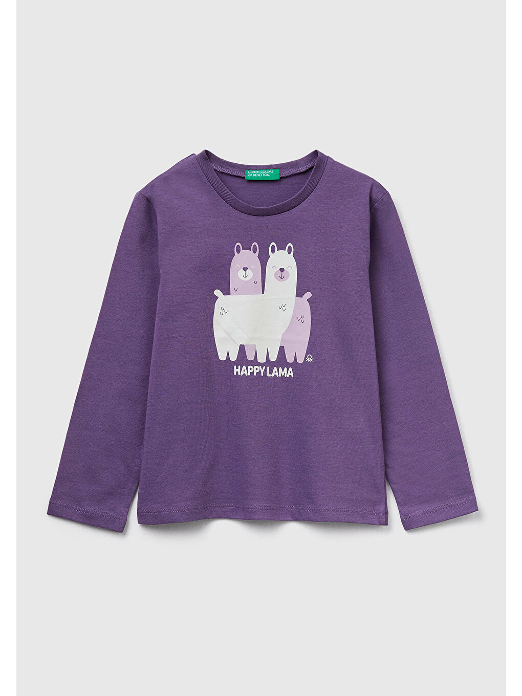 Kız Çocuk Mor Önü Baskılı Ribana Yakalı Regular Fit Sweatshirt
