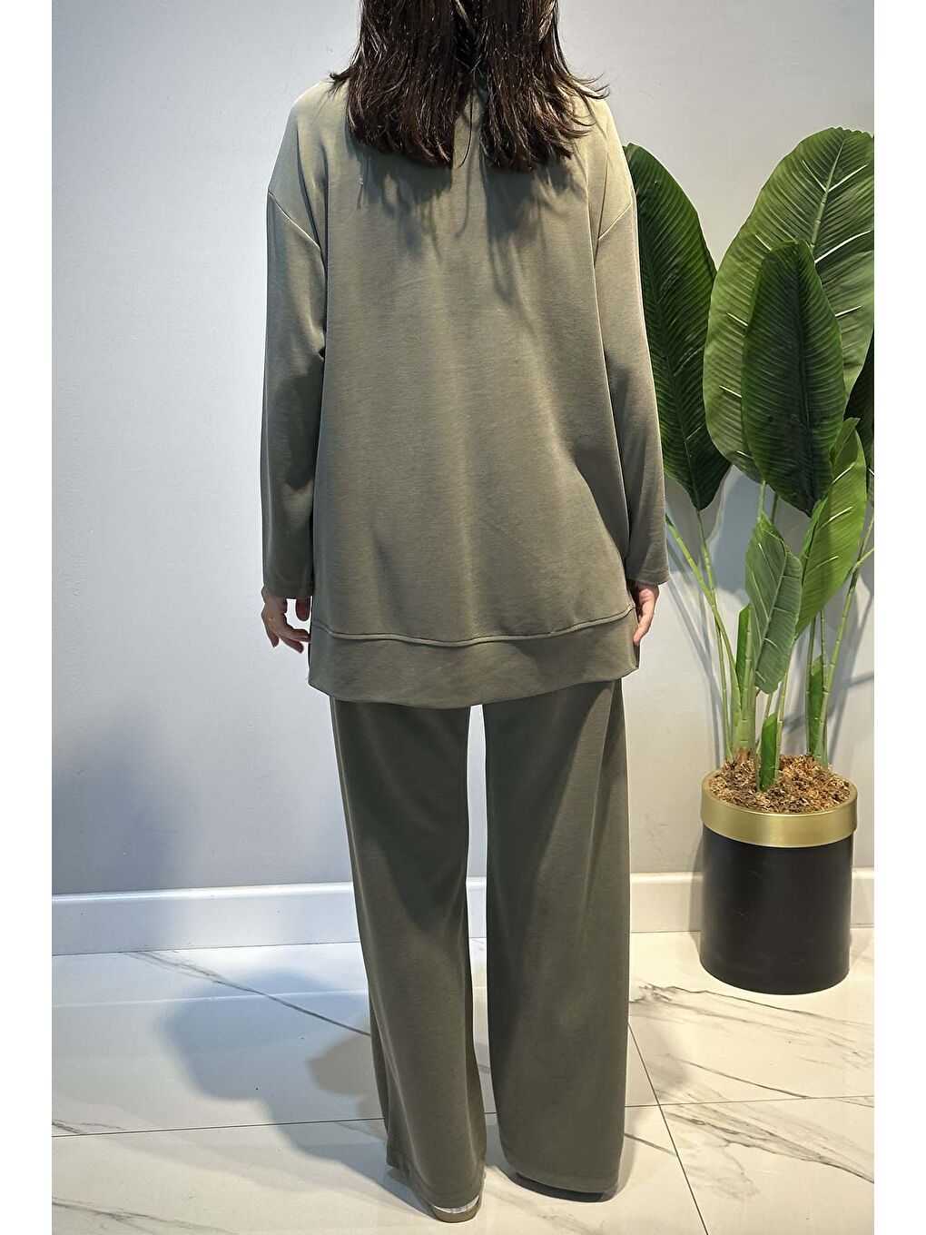 Tonaton Yüksek Baskılı Taşlı Pantolonlu Takım 17146 Haki-3