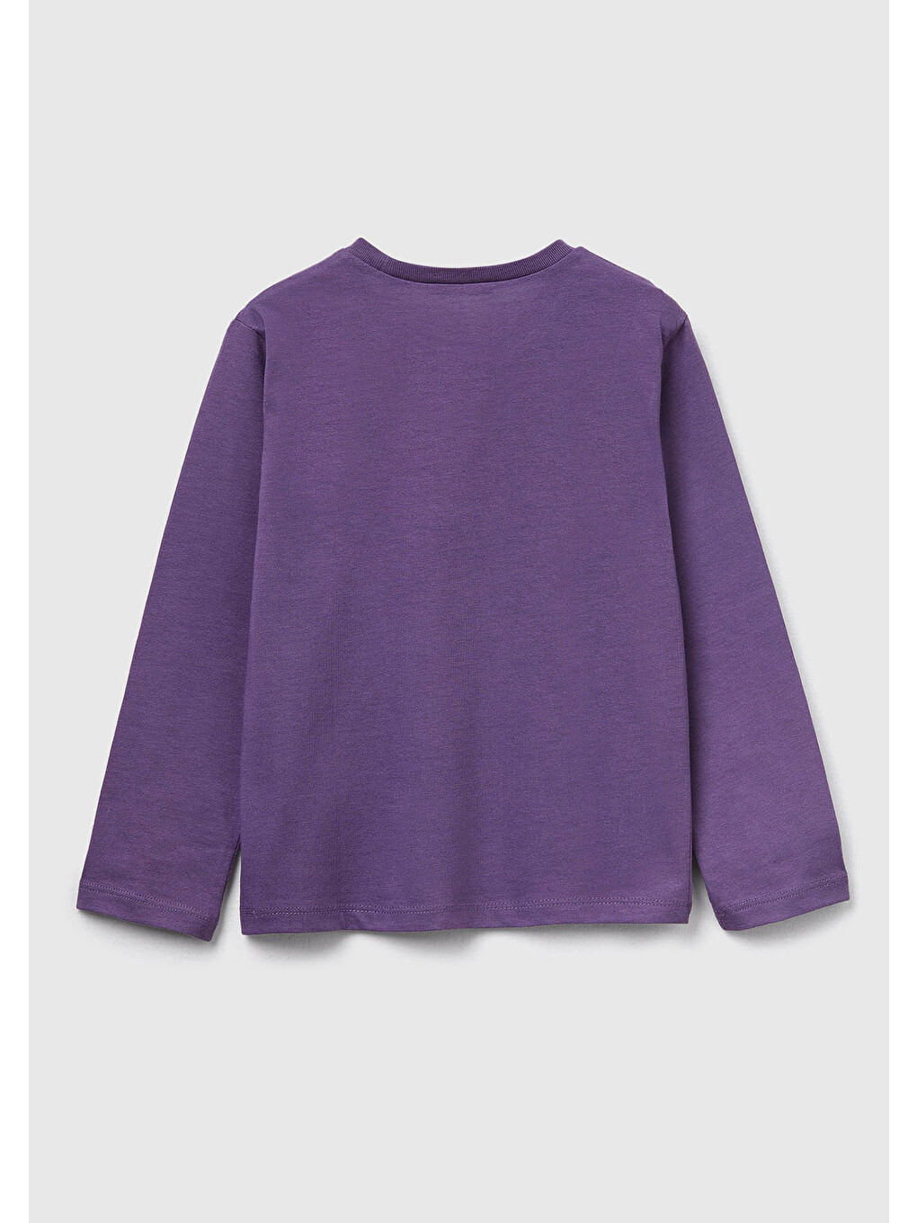 Kız Çocuk Mor Önü Baskılı Ribana Yakalı Regular Fit Sweatshirt-1