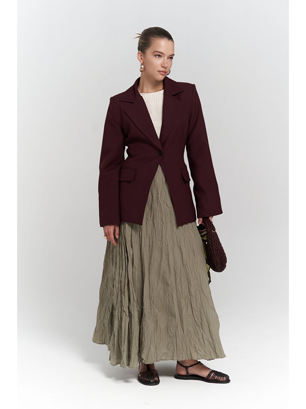 Mai Collection Lecco Dar Kesim Bordo Blazer