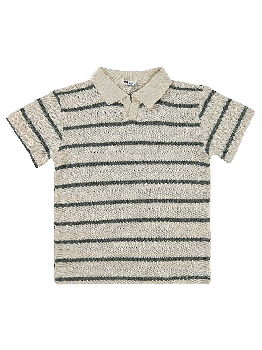 Boys Polo Yaka Çizgili 6-9 Yaş Tişört - Haki