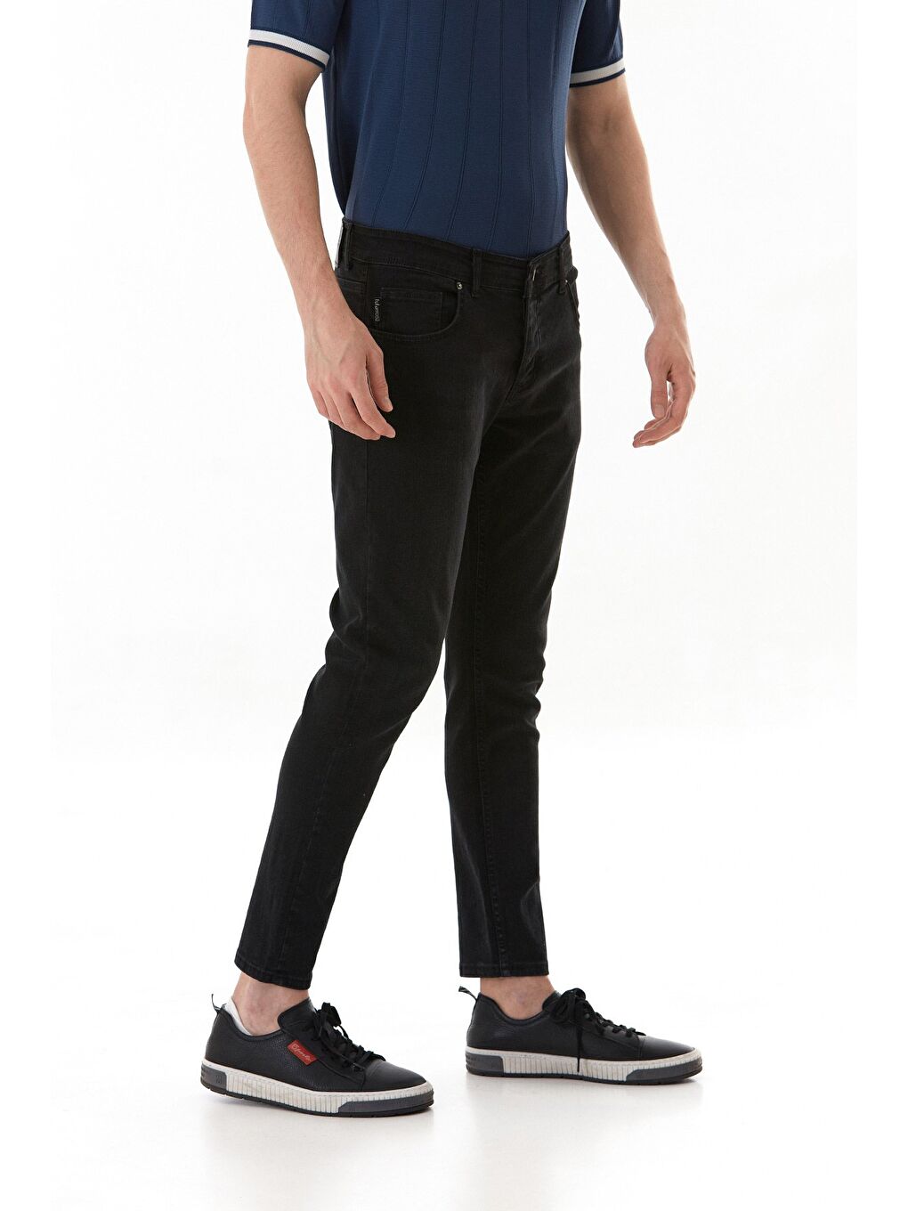 Siyah Fermuarlı Slim Fit Jean Pantolon-3