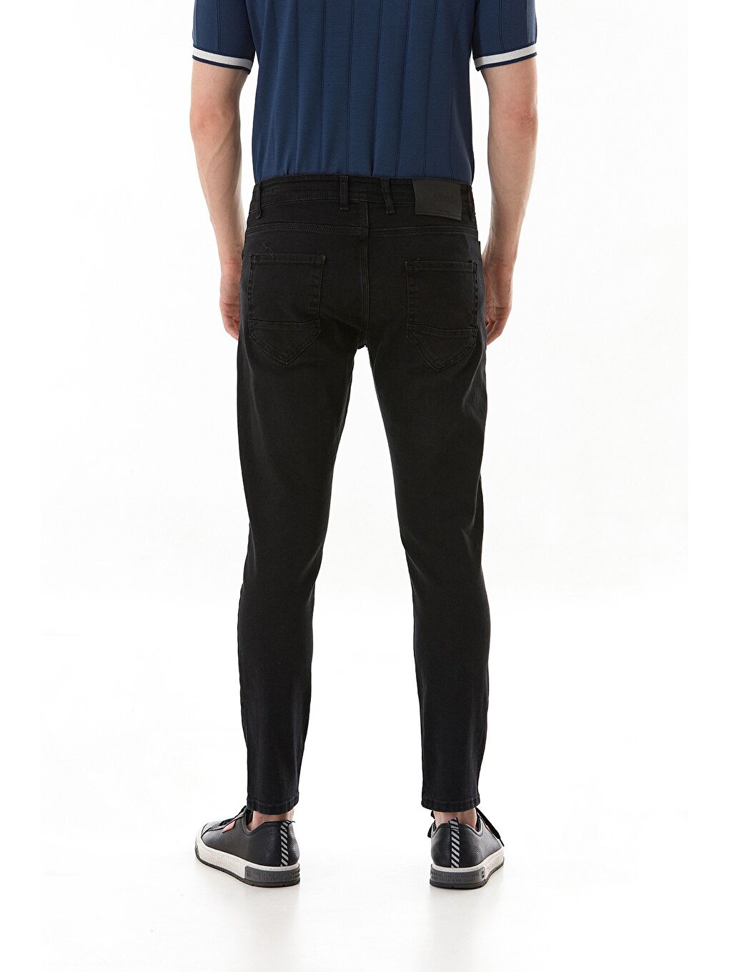 Siyah Fermuarlı Slim Fit Jean Pantolon-4