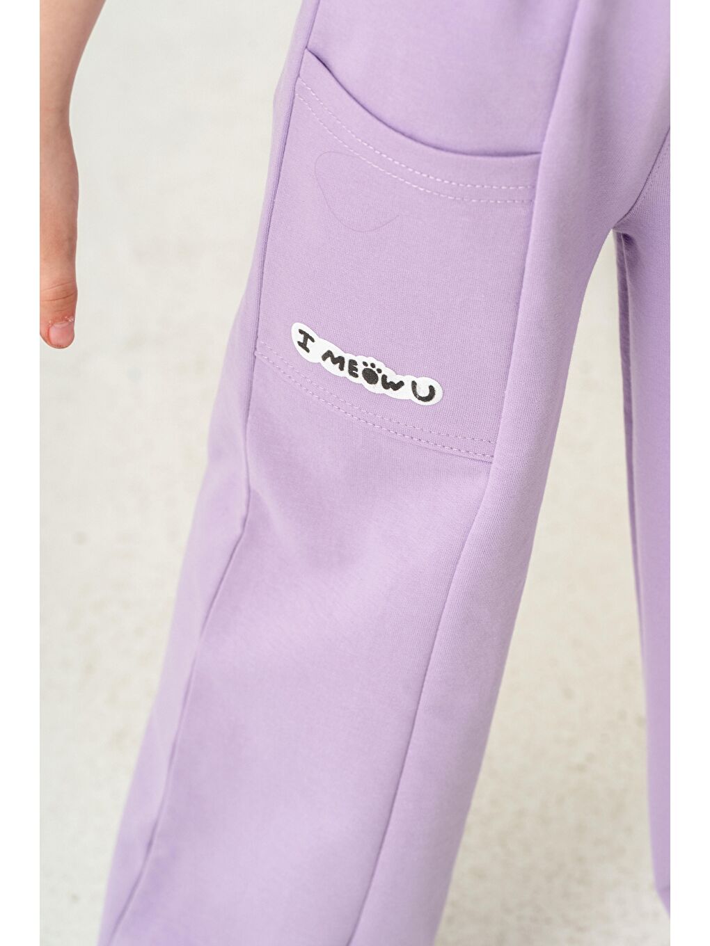 Lila Çift Cepli Cep Baskılı Kız Çocuk Eşofman Altı-4