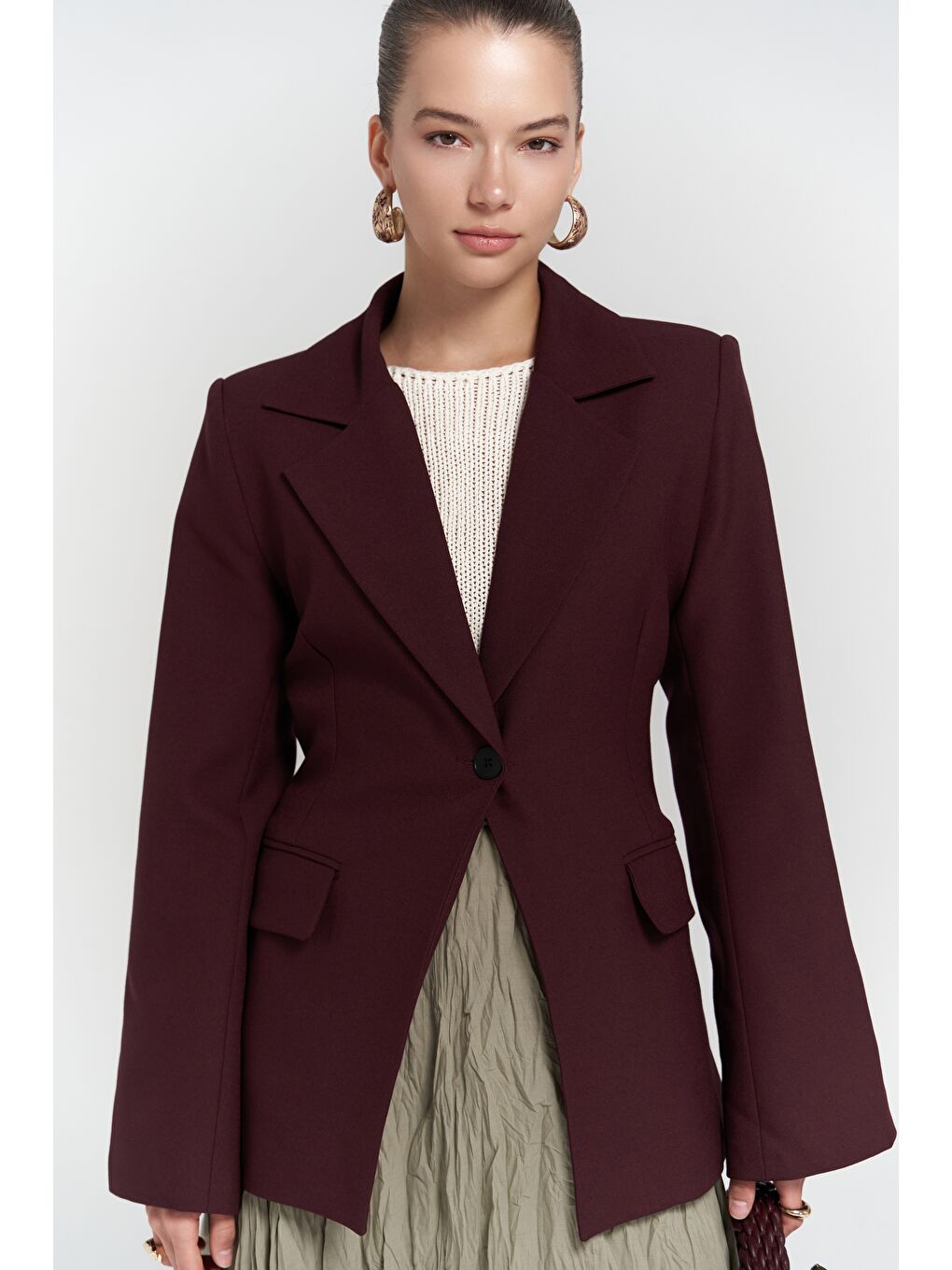 Mai Collection Lecco Dar Kesim Bordo Blazer - 4
