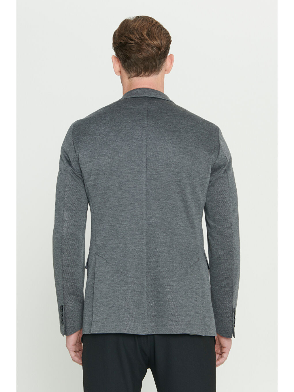 Erkek Antrasit 360 Her Yöne Esneyen Slim Fit Dar Kesim Mono Yaka Desenli Blazer Ceket-6