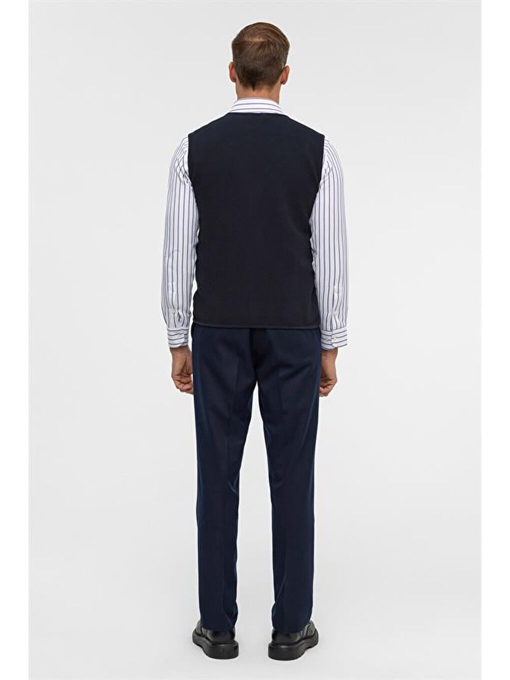 Lacivert Regular Kapitone V Yaka Yelek-8