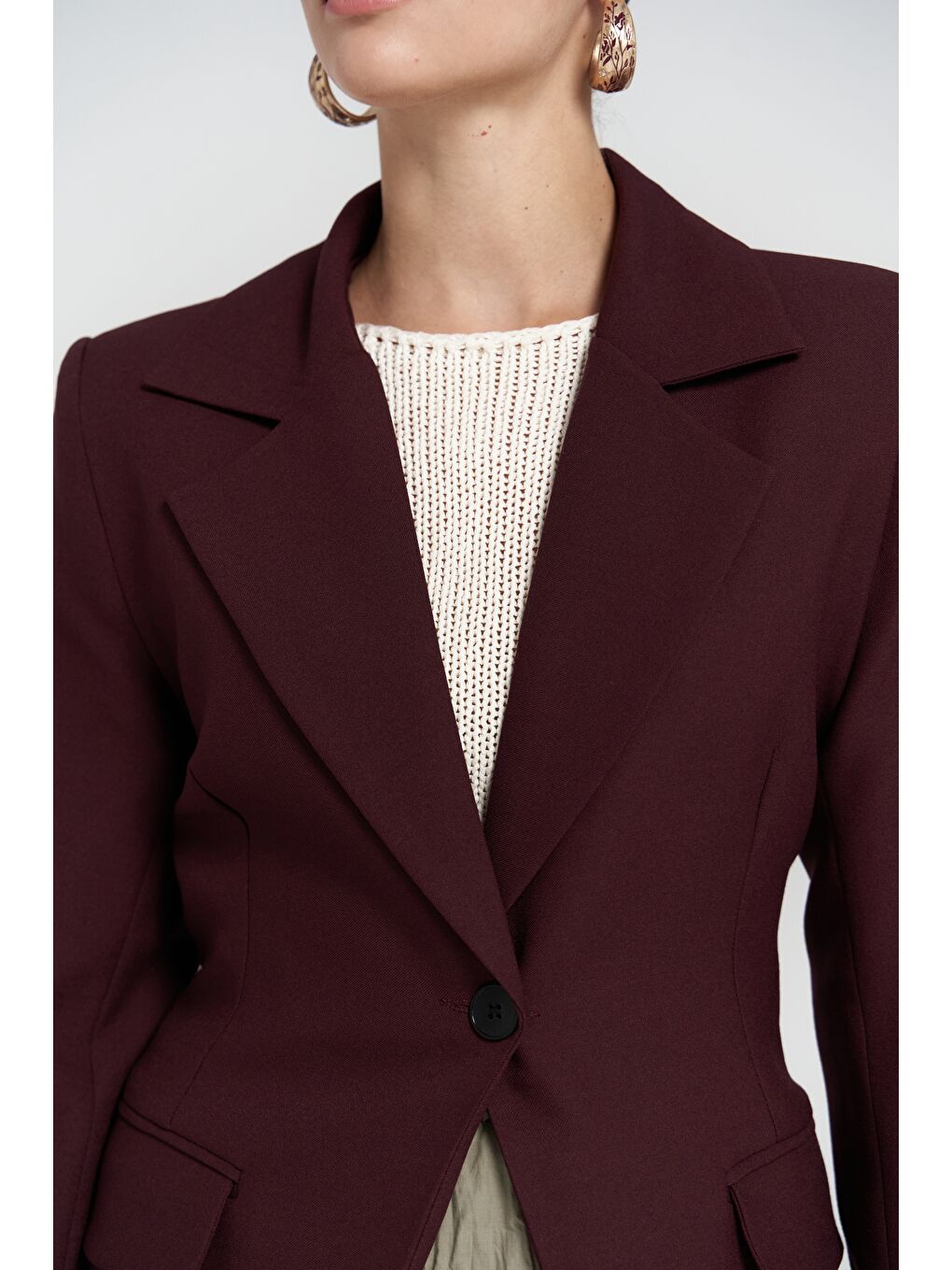 Mai Collection Lecco Dar Kesim Bordo Blazer - 5