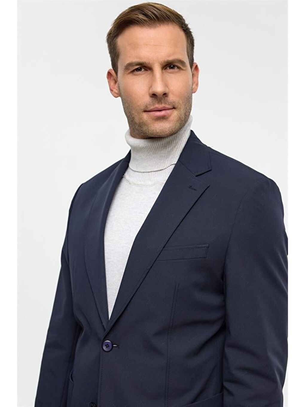 Lacivert Slim Desenli Mono Yaka 6 Drop Takım Elbise-4