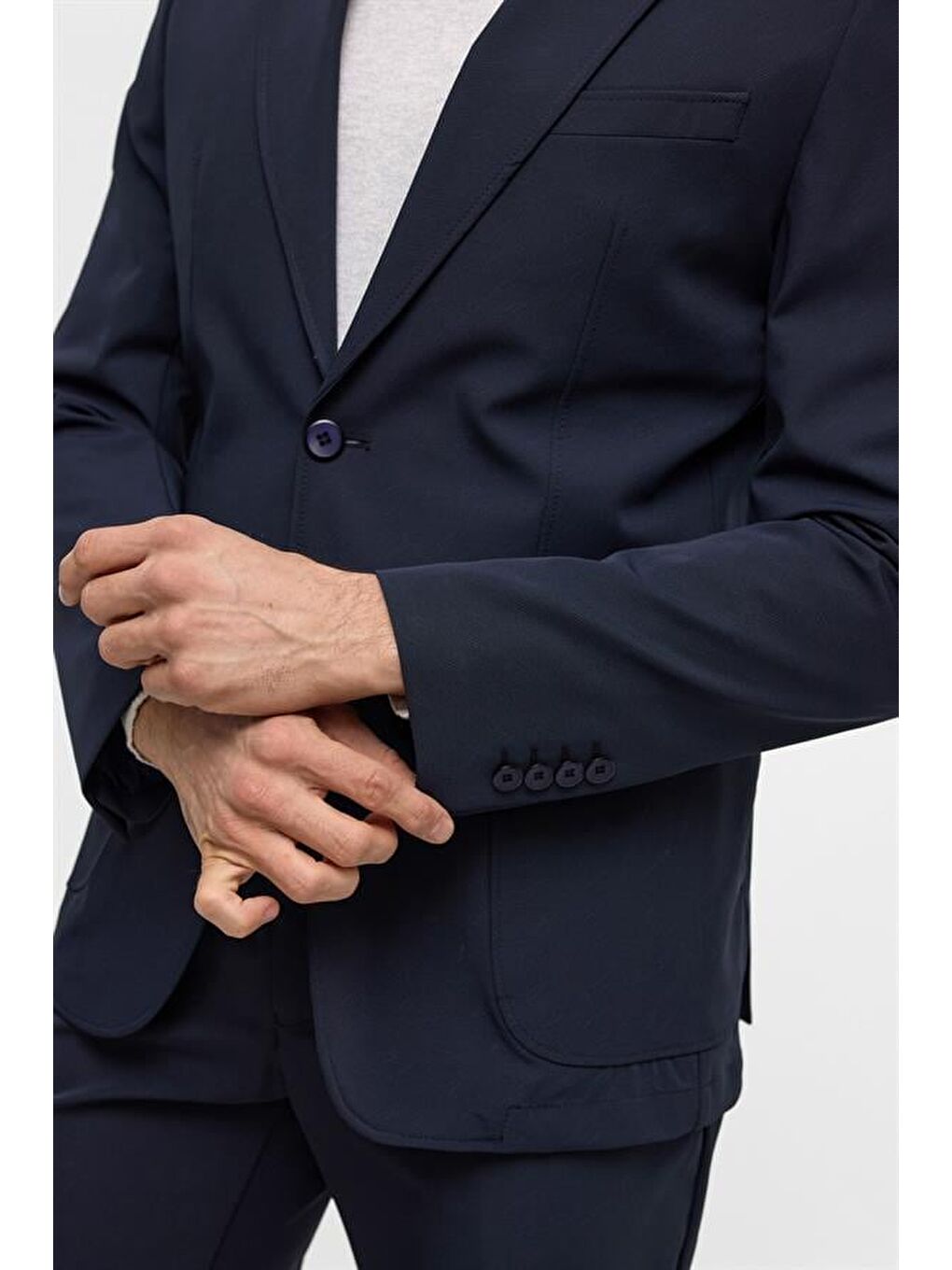 Lacivert Slim Desenli Mono Yaka 6 Drop Takım Elbise-5