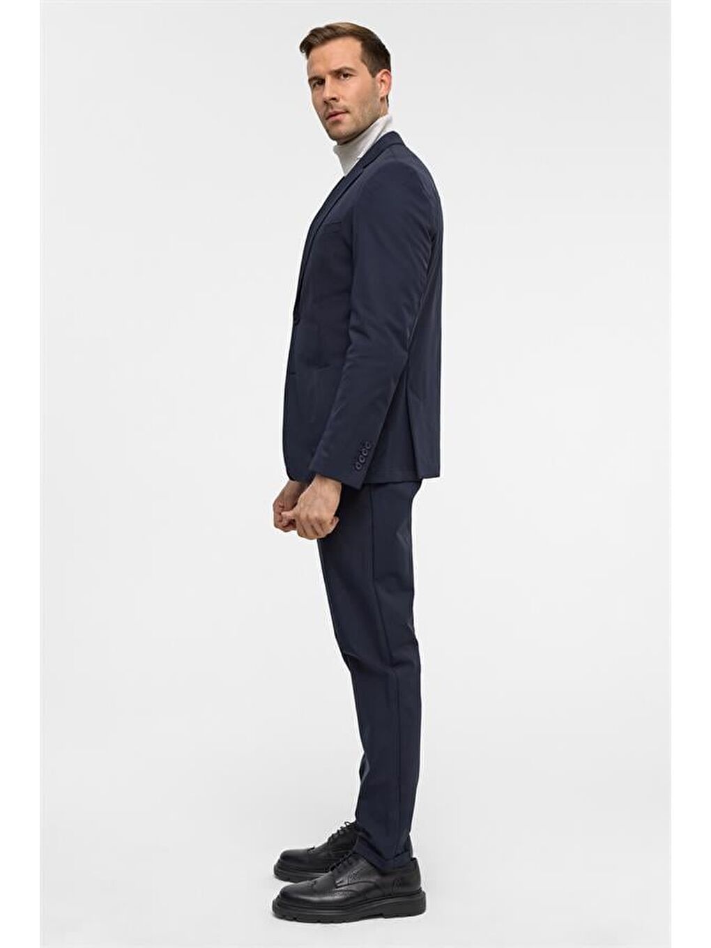 Lacivert Slim Desenli Mono Yaka 6 Drop Takım Elbise-7