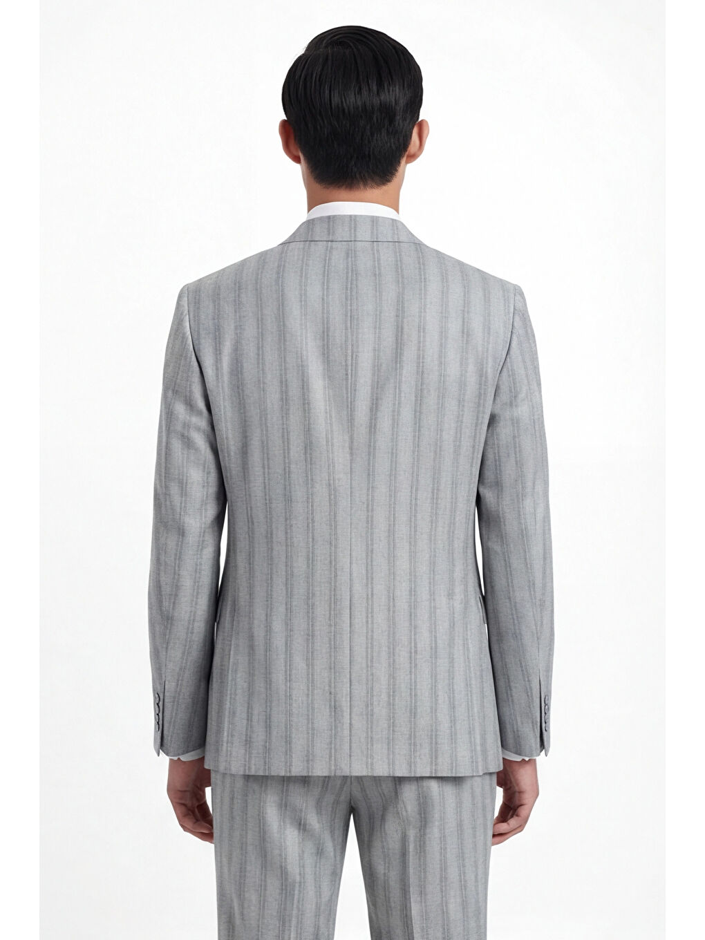 Erkek Viskon Karışımlı 8 Drop Klasik Gri Yelekli Takım Elbise-1