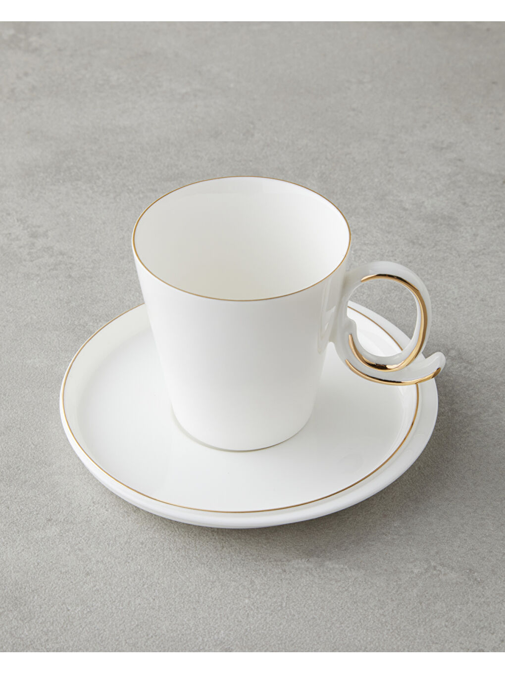 Ivory Porselen 12 Parça 6 Kişilik Kahve Fincan Takımı 85 ml Beyaz-Gold-2