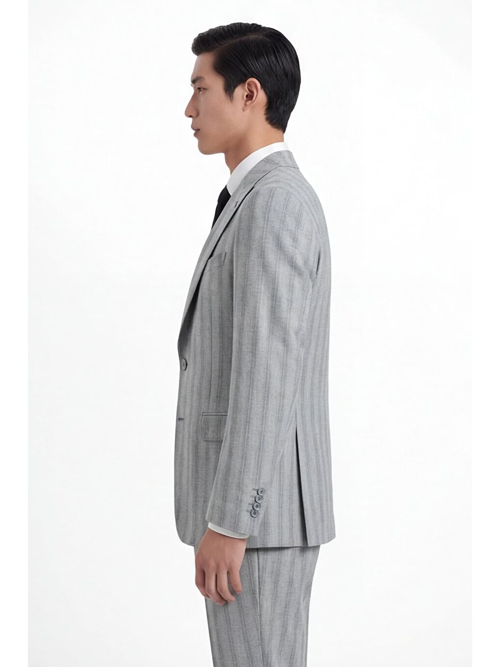 Erkek Viskon Karışımlı 8 Drop Klasik Gri Yelekli Takım Elbise-2