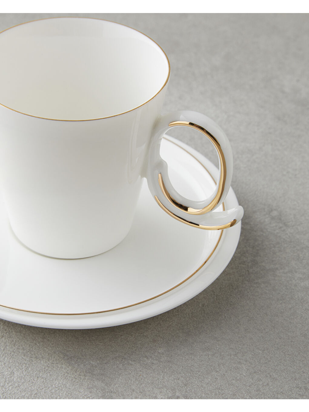 Ivory Porselen 12 Parça 6 Kişilik Kahve Fincan Takımı 85 ml Beyaz-Gold-3