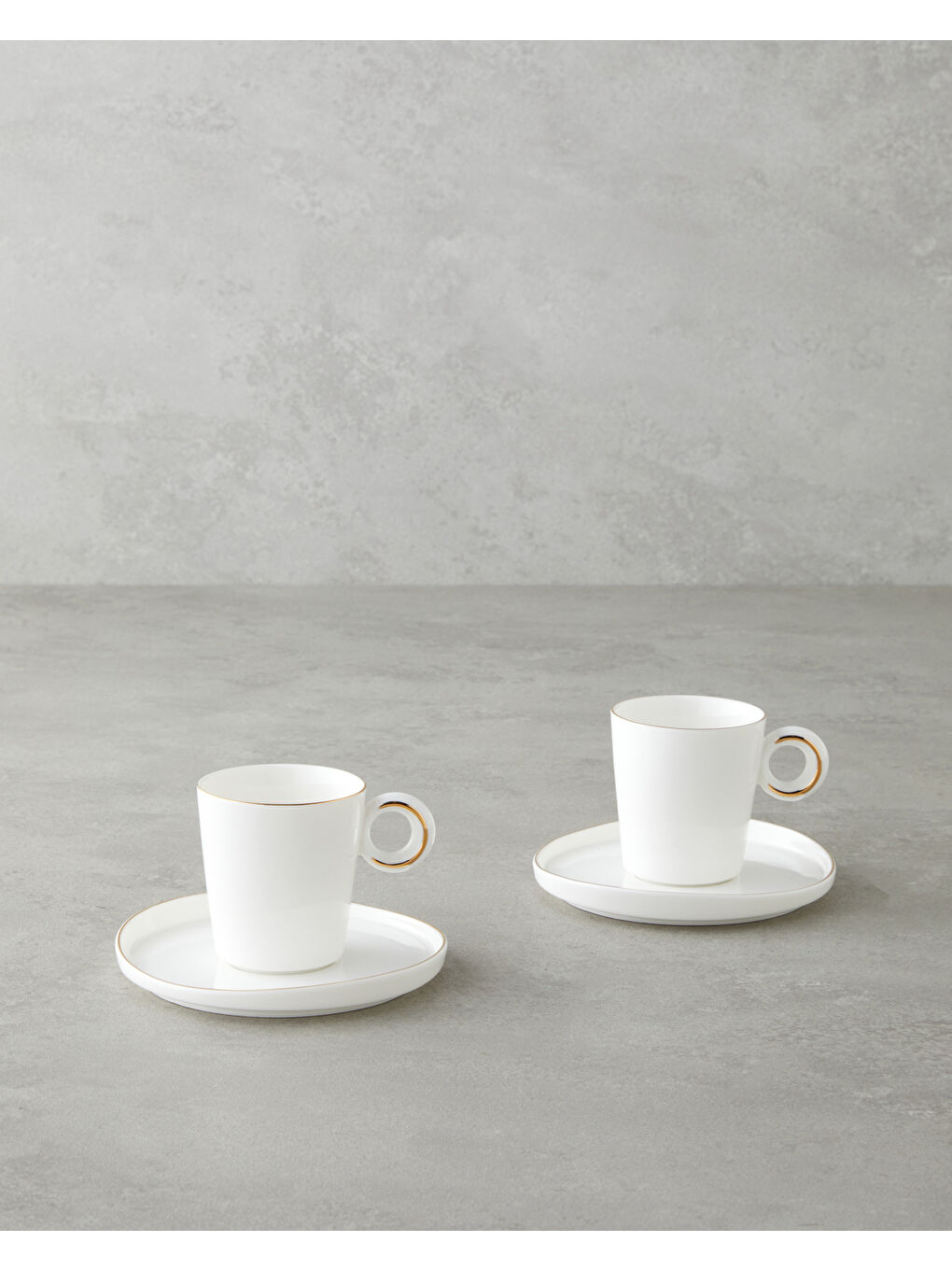 Eclipsed Porselen 4 Parça 2 Kişilik Kahve Fincan Takımı 85 ml Beyaz-Gold
