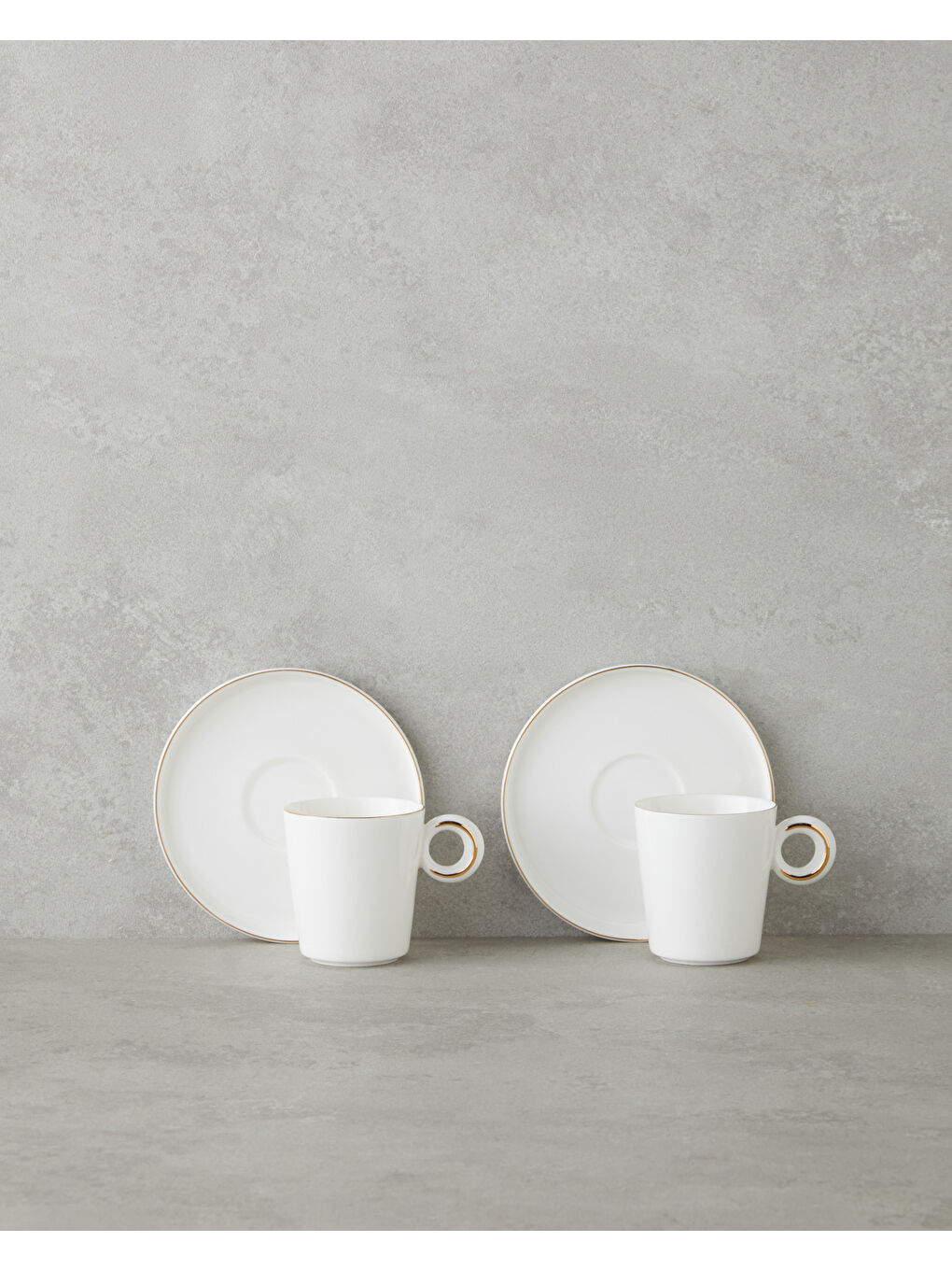 Eclipsed Porselen 4 Parça 2 Kişilik Kahve Fincan Takımı 85 ml Beyaz-Gold-1