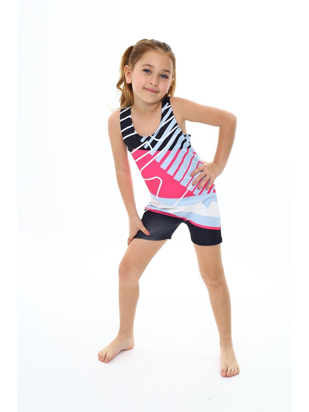 Siyah Kız Çocuk Deniz Yüzücü Mayoları-1