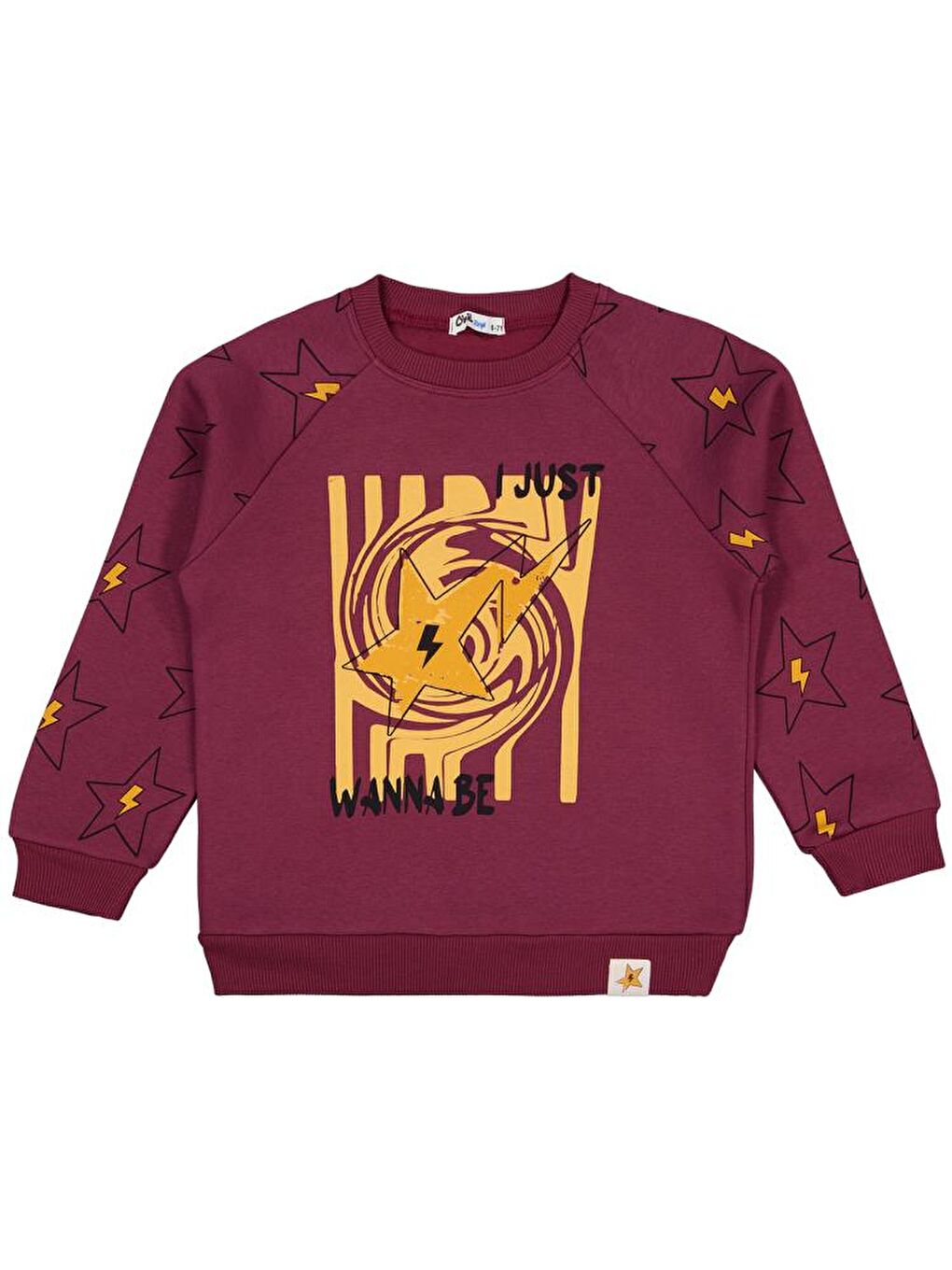 Boys Wanna Be Yıldız Baskılı 6-9 Yaş Sweatshirt - Bordo8-9 Yaş
