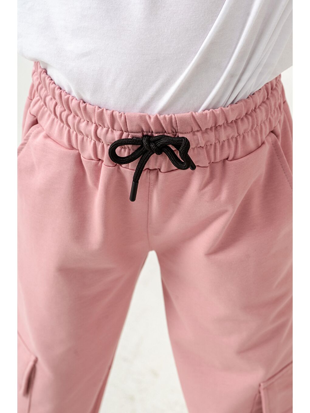 Pembe Kargo Cepli Paçalar Rivetli Cep Kapagı Inspiration Baskılı Kız Çocuk Eşofman Altı-7