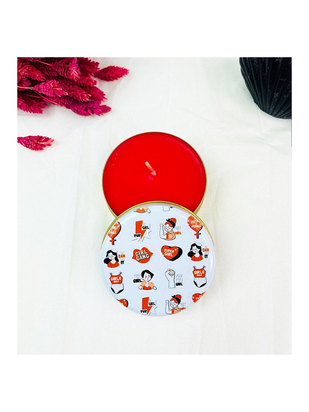 Karışık Girl Gang Tasarımlı Kokulu Teneke Mum-1