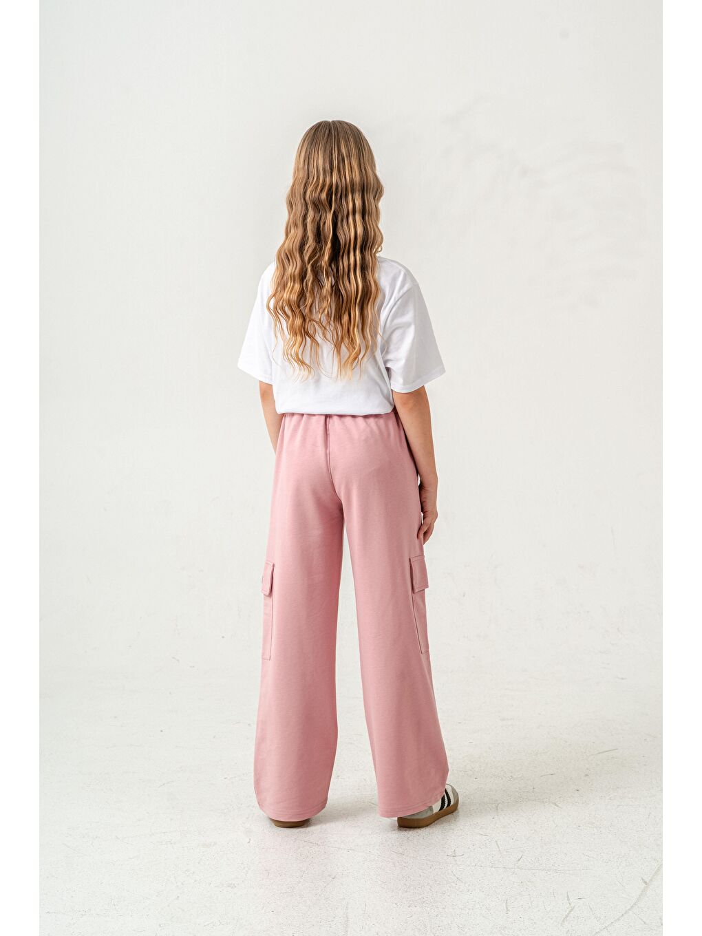 Pembe Kargo Cepli Paçalar Rivetli Cep Kapagı Inspiration Baskılı Kız Çocuk Eşofman Altı-8