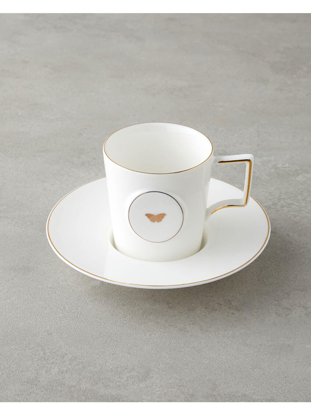 Charmed Glow Porselen 4 Parça 2 Kişilik Double Kahve Fincan Takımı 155 ml Beyaz-Gold-2